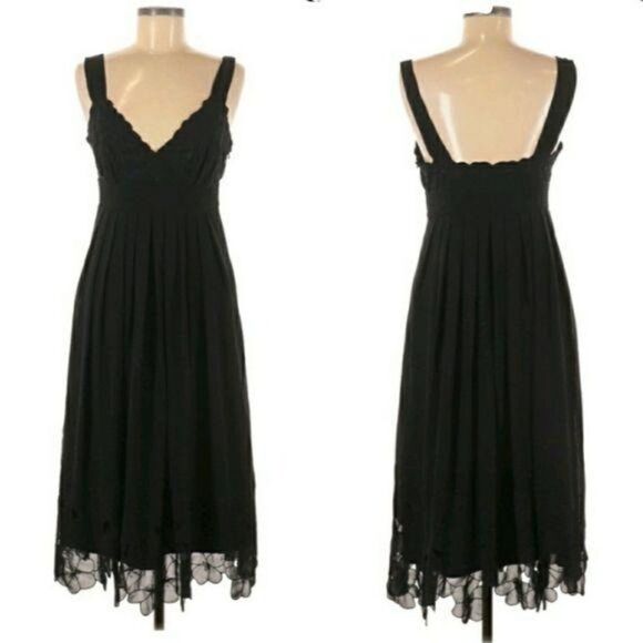 Antonio Melani Slip Sheer Floral Applique Scalloped Fit & Flare Midi Dress Sz 6 - Picture 1 of 14